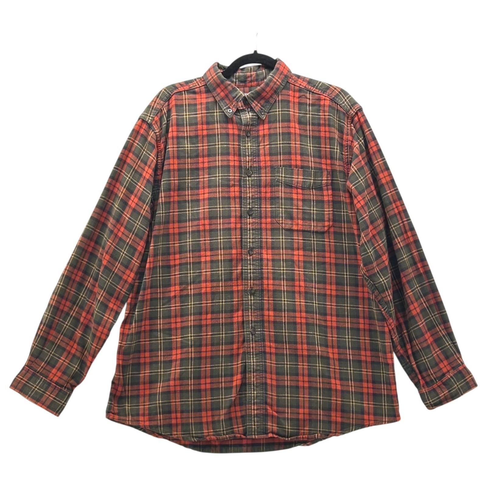 Ll Bean Mens Flannel Shirt Mens Green Large
